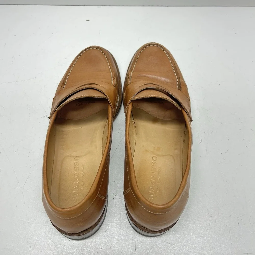 Scarosso‎ Men's Brown Leather Penny Loafers Shoes Made in Italy EU41, US8, UK7